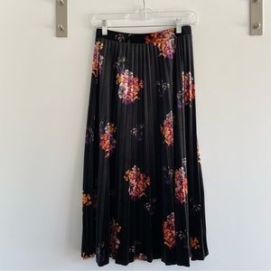 Maeve- suede, pleated floral midi skirt